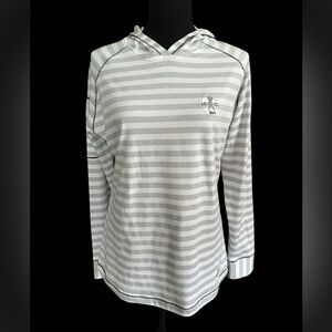 Footjoy Pullover Women’s Light Grey Striped Size Medium Golf Logo Hoodie